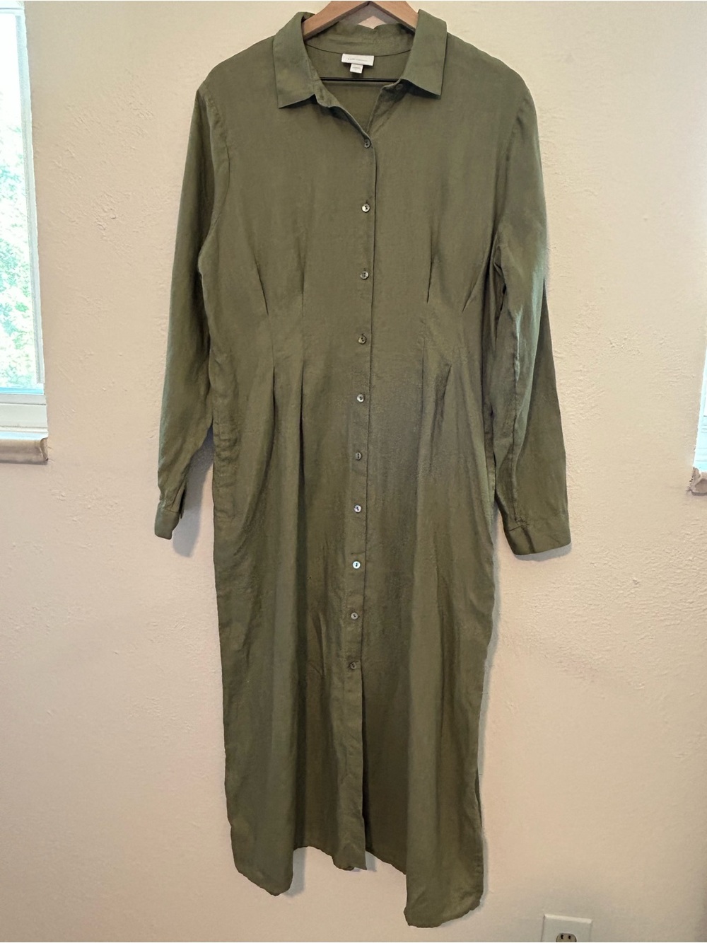 J. Jill 100% Linen Midi Dart-Waist Dress Size L - Natural Workwear Minimalist - Picture 3 of 11